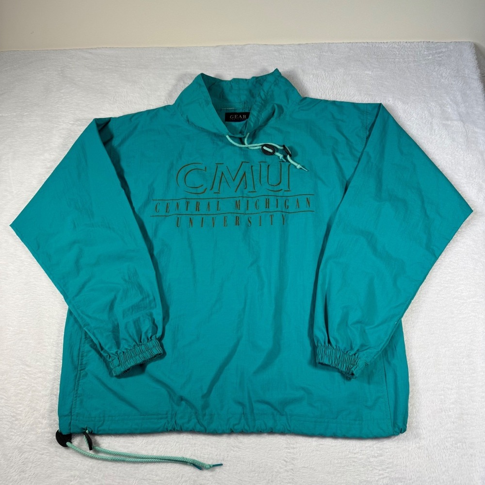 Gear For Sports Windbreaker Mens M Teal CMU Chippewa Central Michigan Pullover
